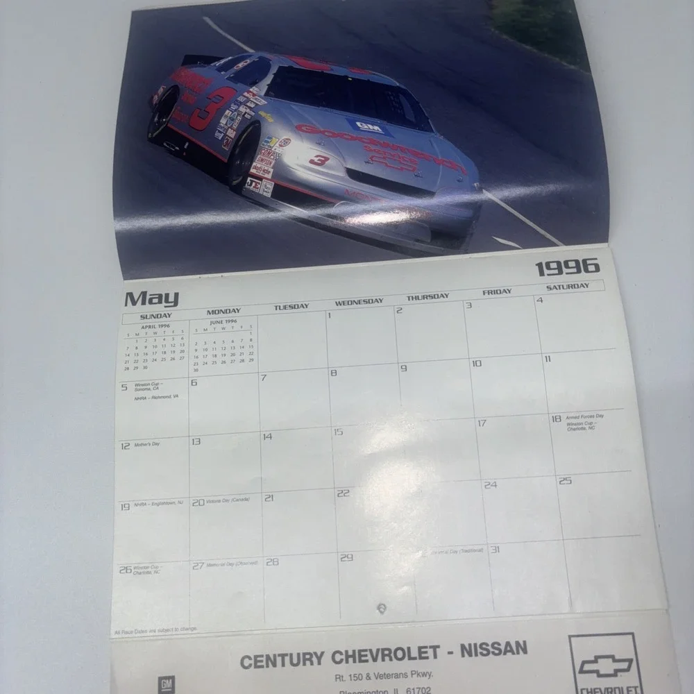 Vintage 1996 GM Goodwrench Parts Dale Earnhardt #3Goodwrench Calendar